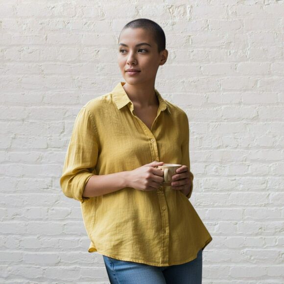 Chico's Yellow Button Down Shirt - Picture 7 of 15